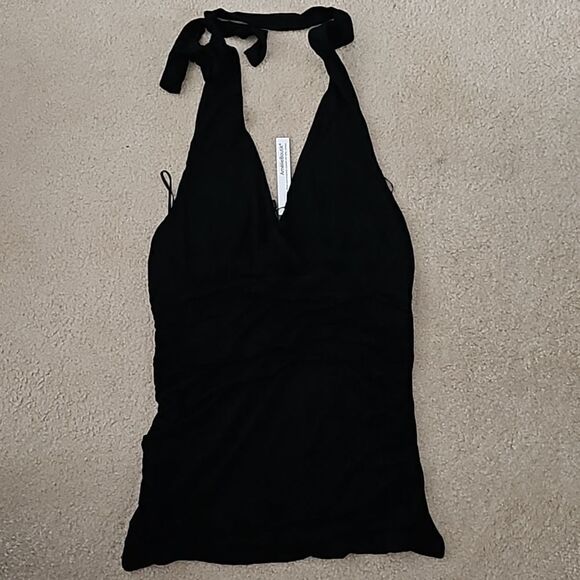 AmélieBoutik Women Halter V Neck Crossover Waist Ruched Sides Sleeveless S - Picture 6 of 9